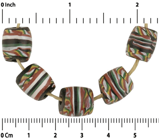 Rare Antique Banded Venetian Lampwork Glass Trade Beads - alternate view