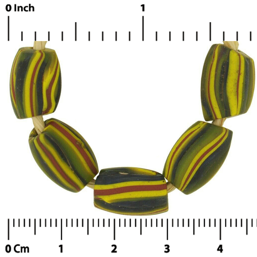 Rare African trade beads old oval Millefiori Venetian mosaic glass beads Ghana - Tribalgh