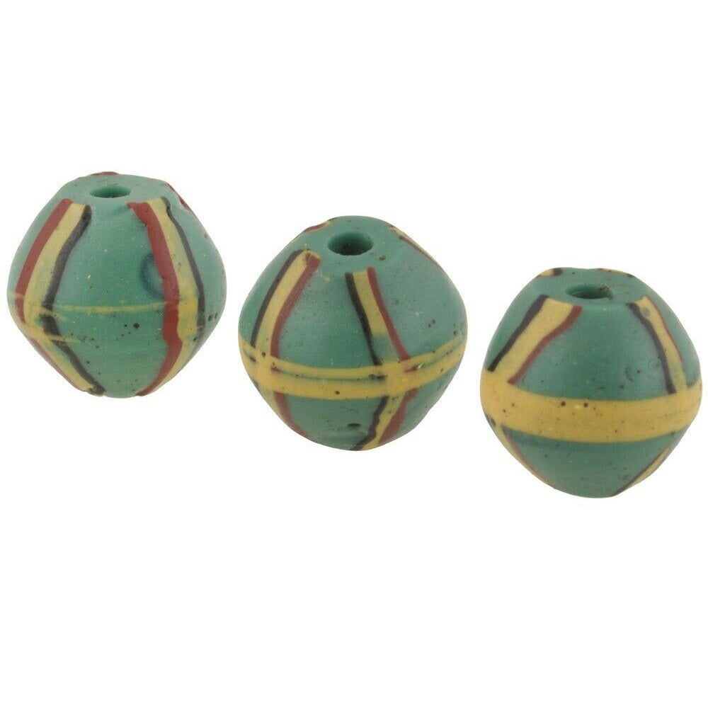 African Trade Beads Old Green King Venetian Glass Beads Bicone Lampwork Ghana