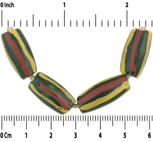 Antique Striped Translucent Green African Trade Beads - 19-21Mm - alternate view