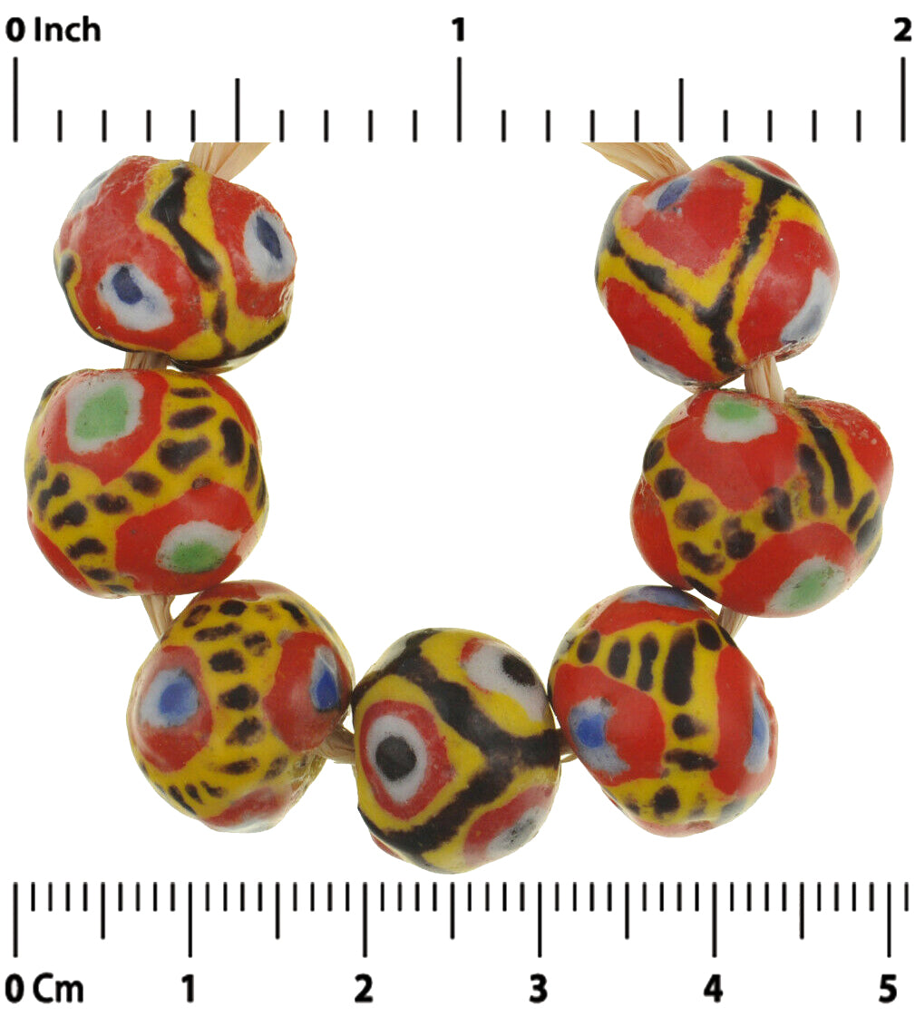 African glass trade beads round polychrome Kiffa beads handmade Mauritania NEW - Tribalgh
