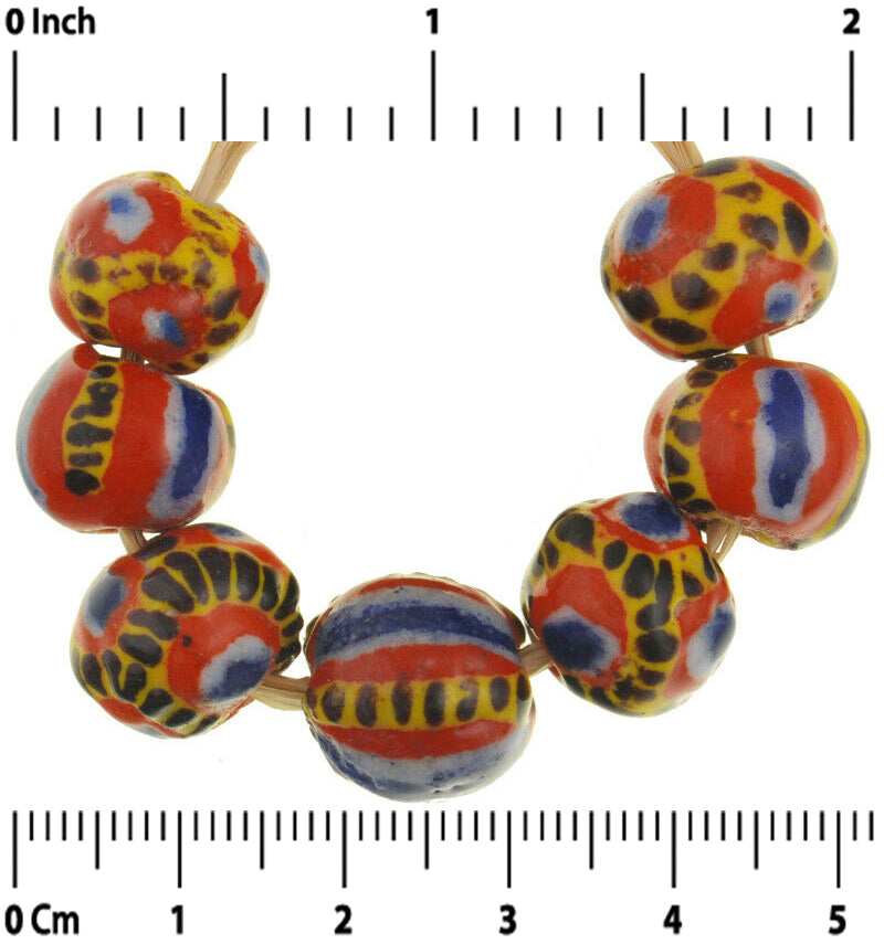 African glass trade beads round new Kiffa handmade beads polychrome Mauritania - Tribalgh