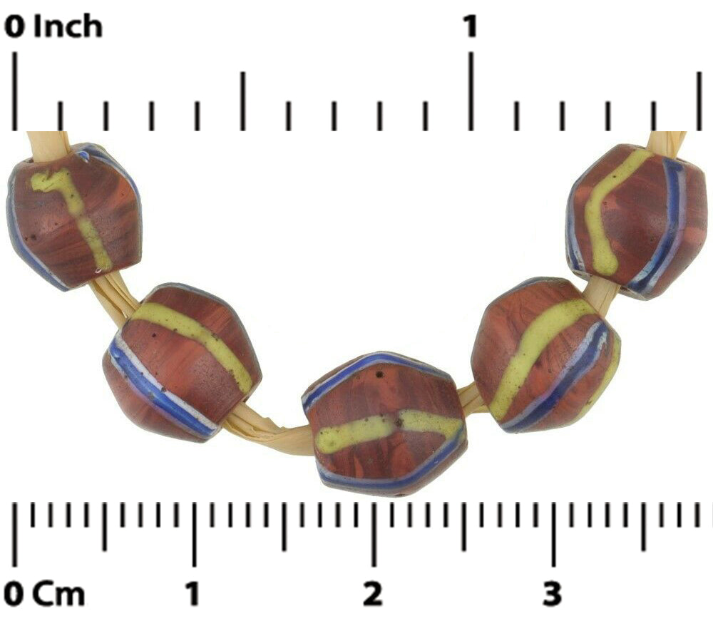 Old African Trade Beads Brick King Venetian Glass Beads Bicone Lampwork Ghana - alternate view