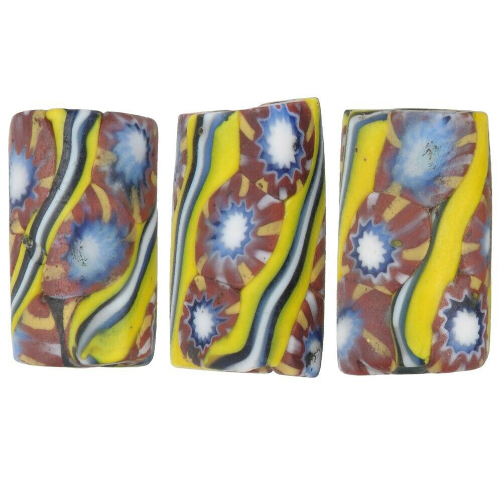 Rare African trade beads old millefiori Venetian glass beads rare Murano mosaic - Tribalgh