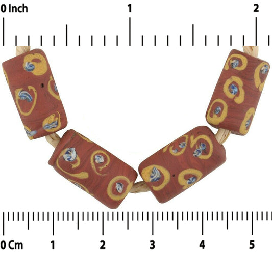 Rare Antique Brick "Eye" Venetian Lampwork Glass Trade Beads - alternate view