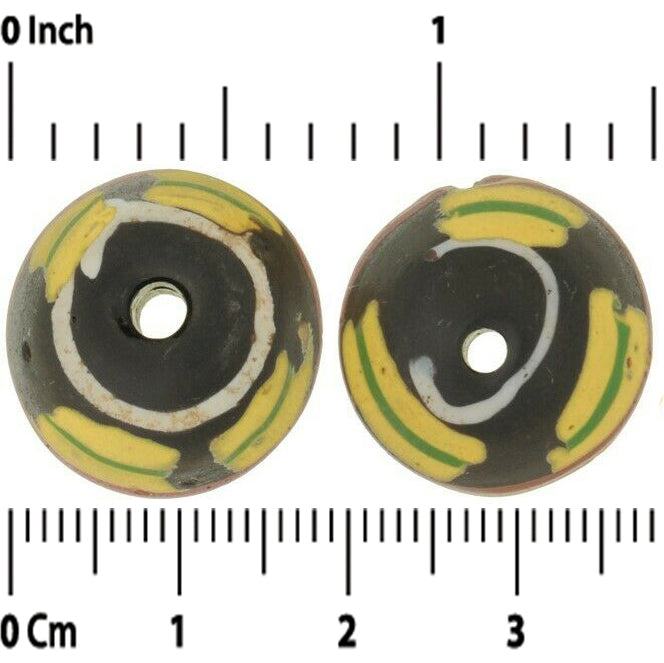 Antique Black Bicone King Venetian Lampwork Trade Beads - alternate view