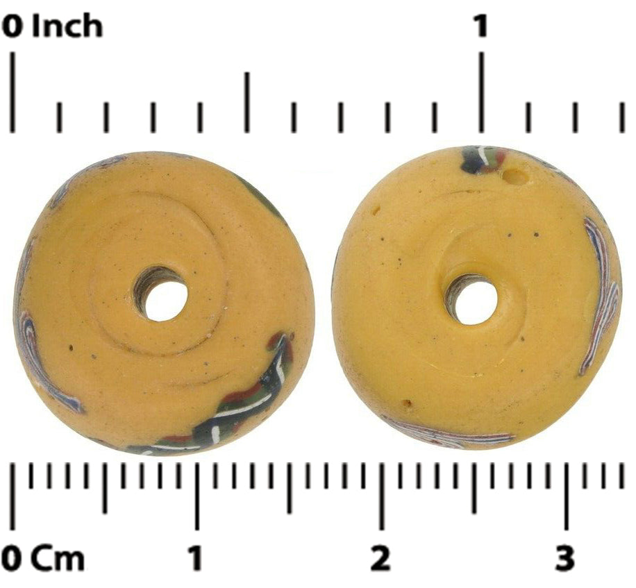 Rare African Trade Beads Fancy Old Venetian Glass Beads Murrine Wound Lampwork - close-up