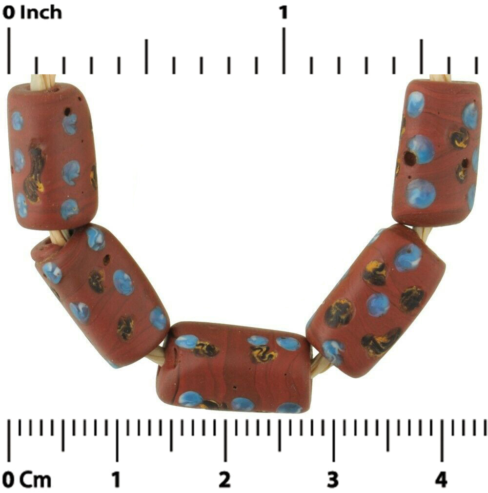 Old African Trade Beads Antique Venetian Glass Rectangular Lampwork Wound - alternate view