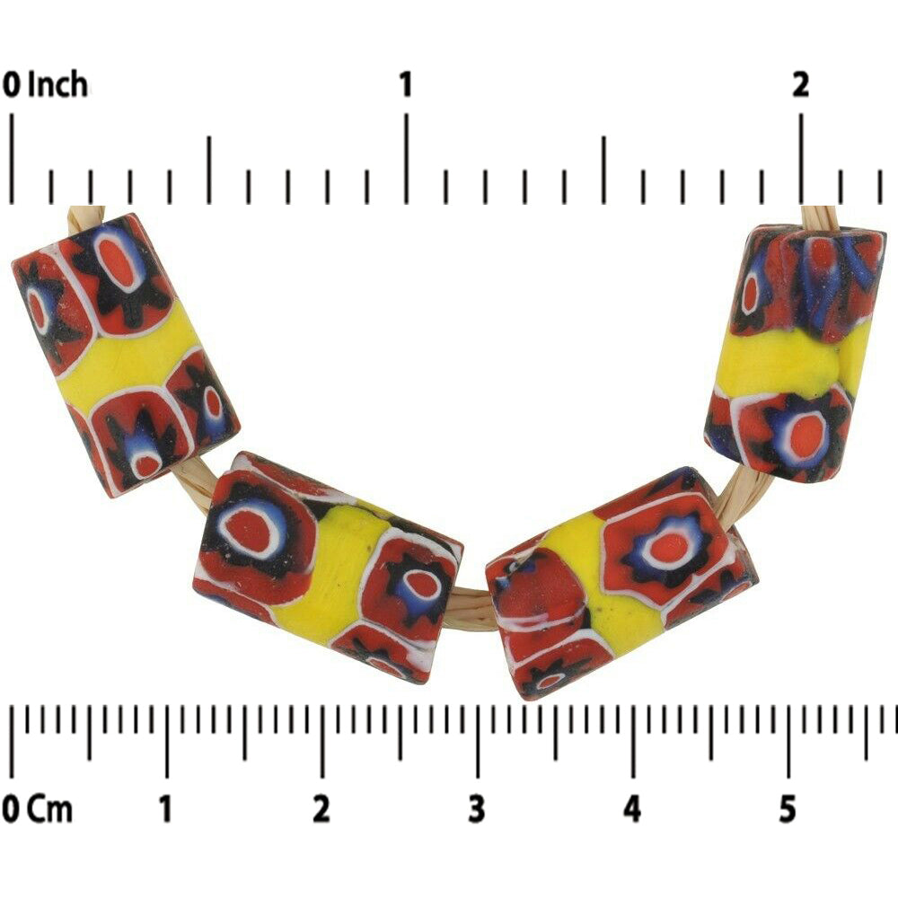 Rare African Trade Beads Banded Old Millefiori Venetian Glass Beads Ghana Trade - close-up