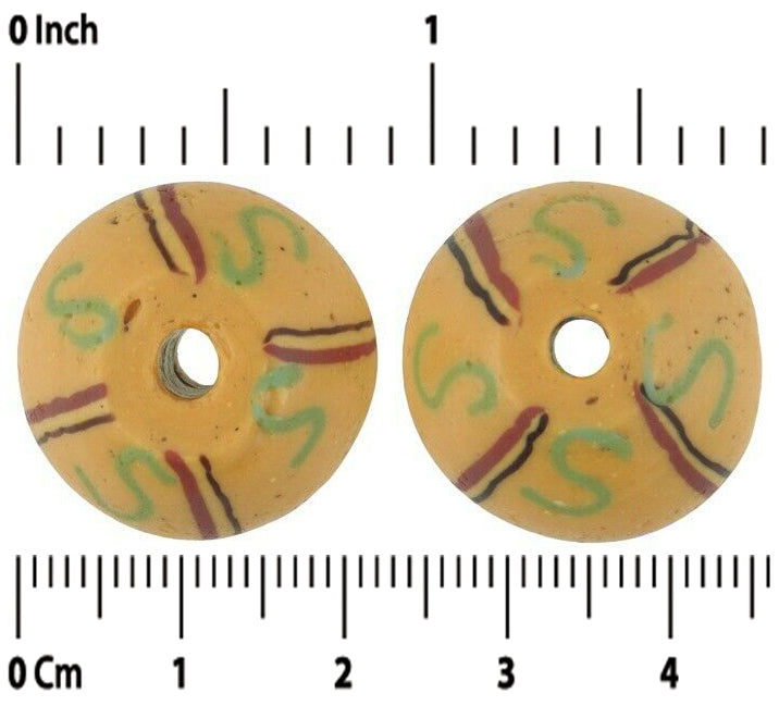 Antique Yellow Bicone King Venetian Lampwork Glass Trade Beads - alternate view