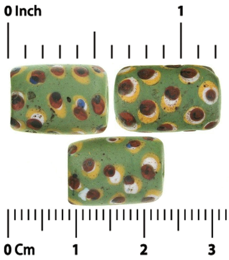 Antique Green Eye Fancy Venetian Lampwork Glass Trade Beads - alternate view