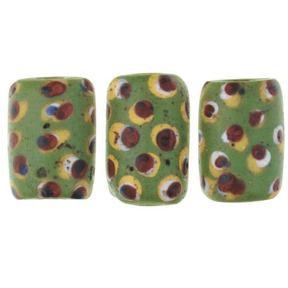 Antique Green Eye Fancy Venetian Lampwork Glass Trade Beads