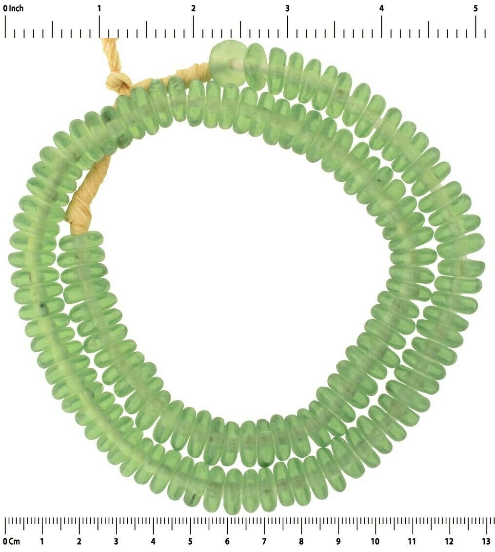 Krobo Recycled Glass Beads Handmade African Trade Translucent Disks Spacers - close-up