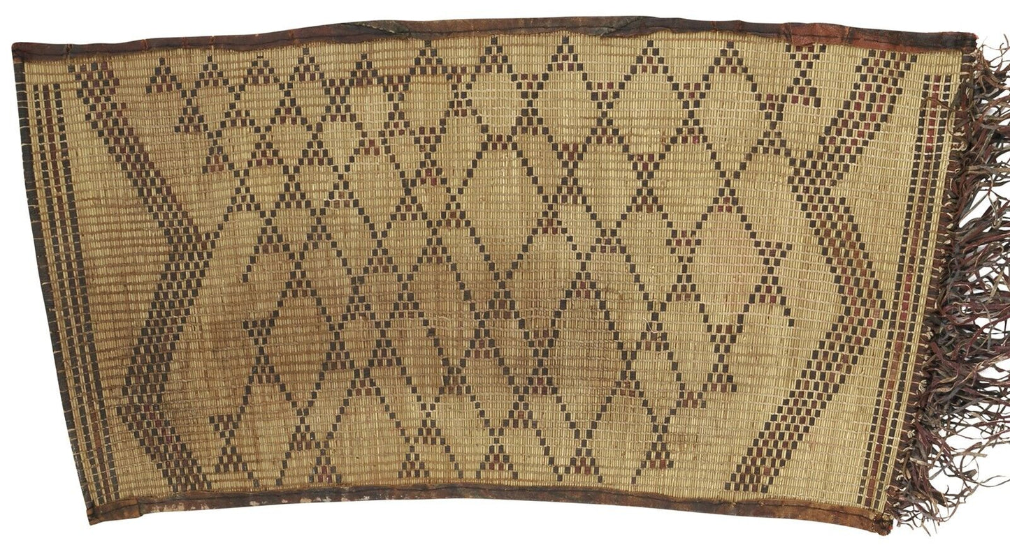 African Tuareg woven straw leather carpet mat Niger Sahara - Tribalgh