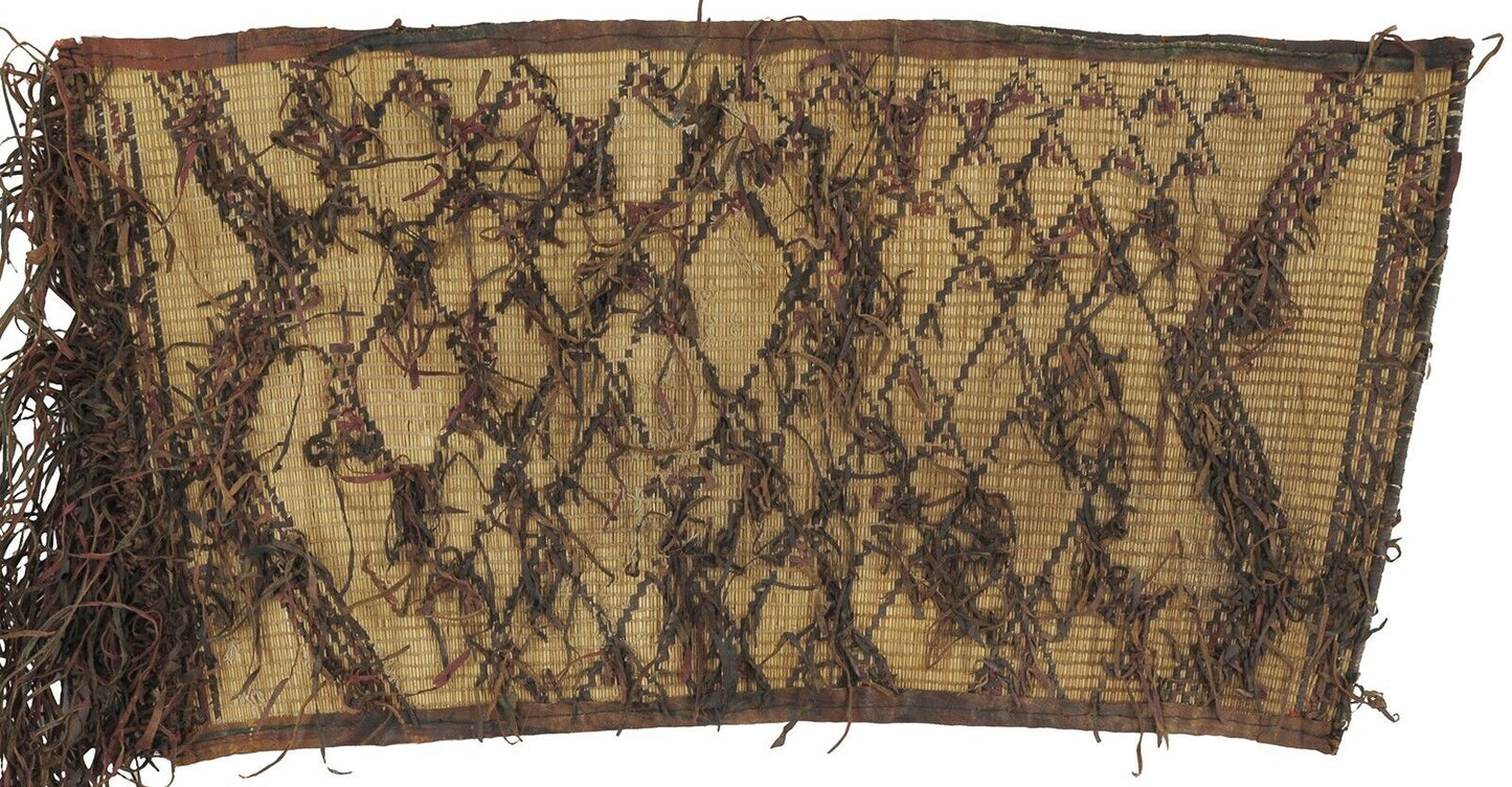 African Tuareg woven straw leather carpet mat Niger Sahara - Tribalgh