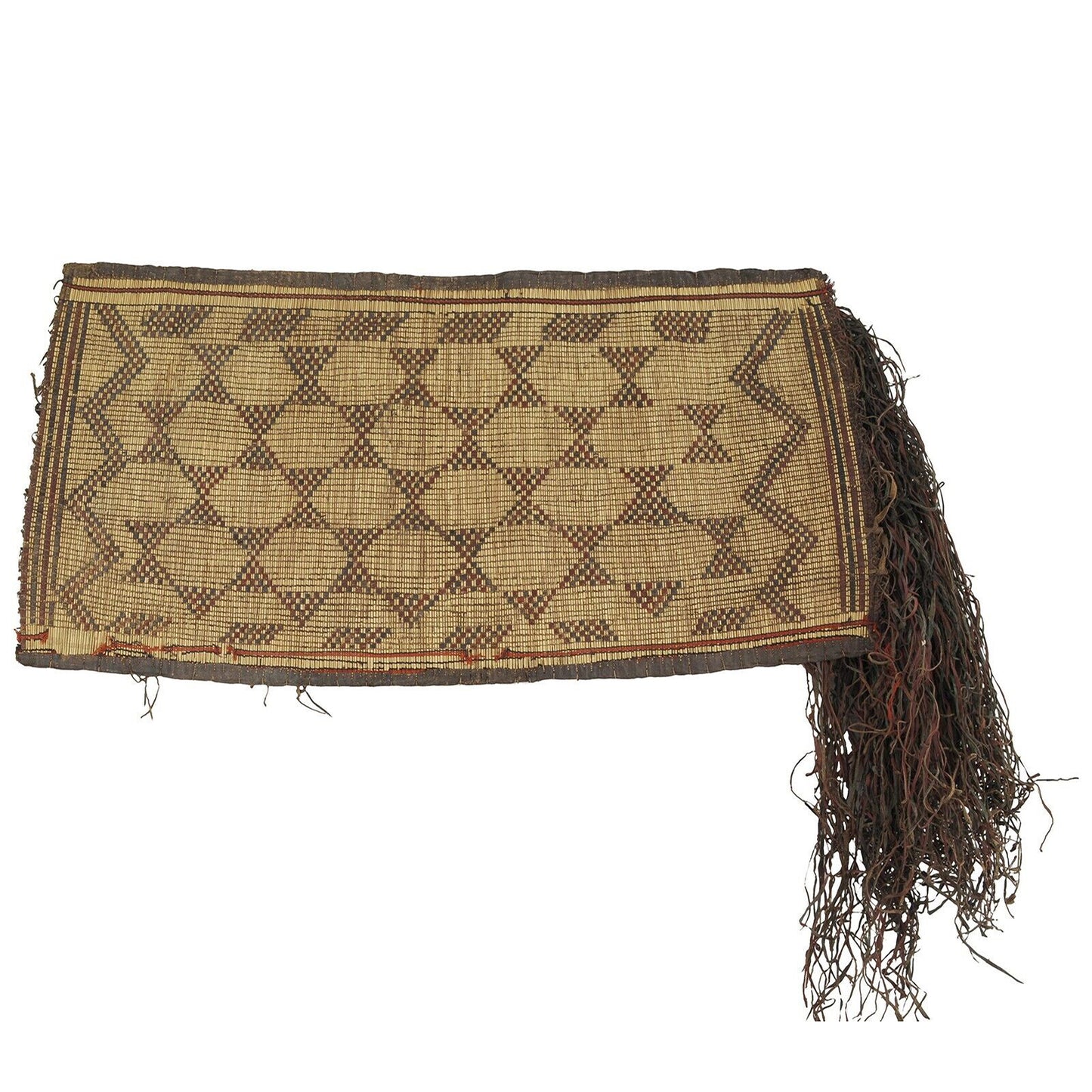 African Tuareg woven straw leather carpet mat Niger Sahara - Tribalgh