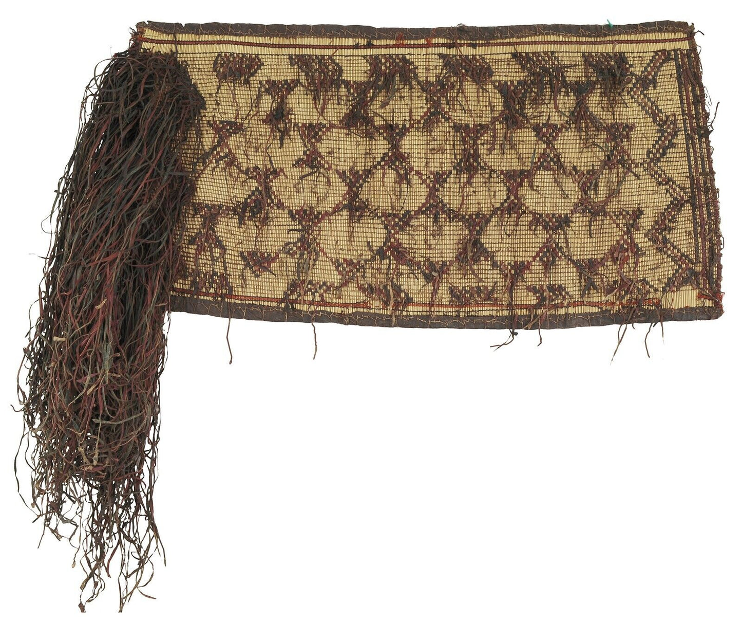African Tuareg woven straw leather carpet mat Niger Sahara - Tribalgh