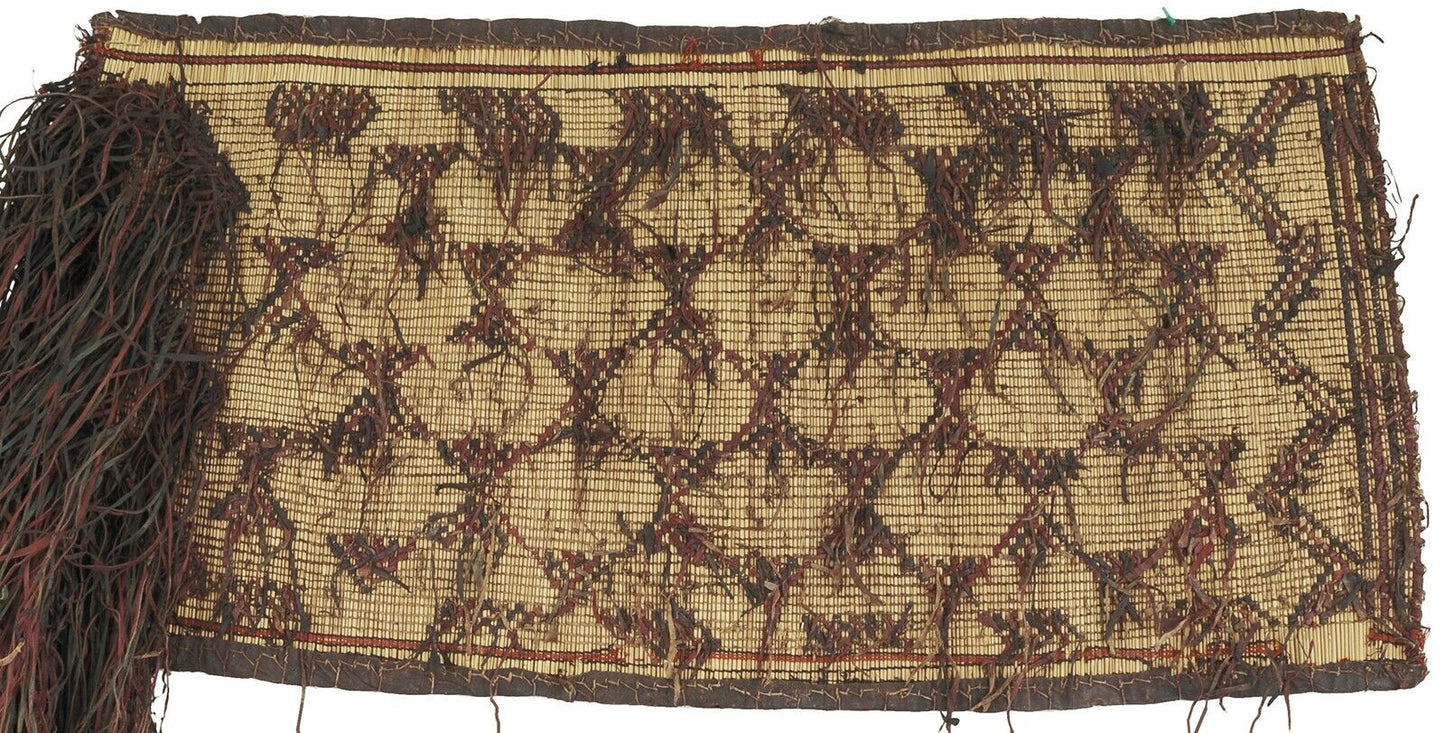 African Tuareg woven straw leather carpet mat Niger Sahara - Tribalgh