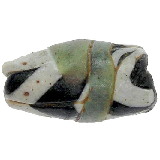 Rare Islamic Folded Glass Trade Bead From Fustat 14X8Mm - alternate view