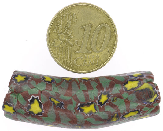 Rare Antique Venetian Elbow Millefiori Mosaic Glass Trade Bead 43X13Mm - alternate view