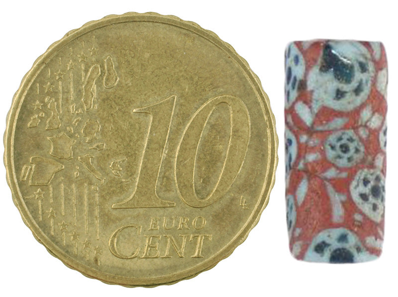 Rare Antique Islamic Mosaic Glass Trade Bead | Fustat, Egypt 15X7Mm - close-up