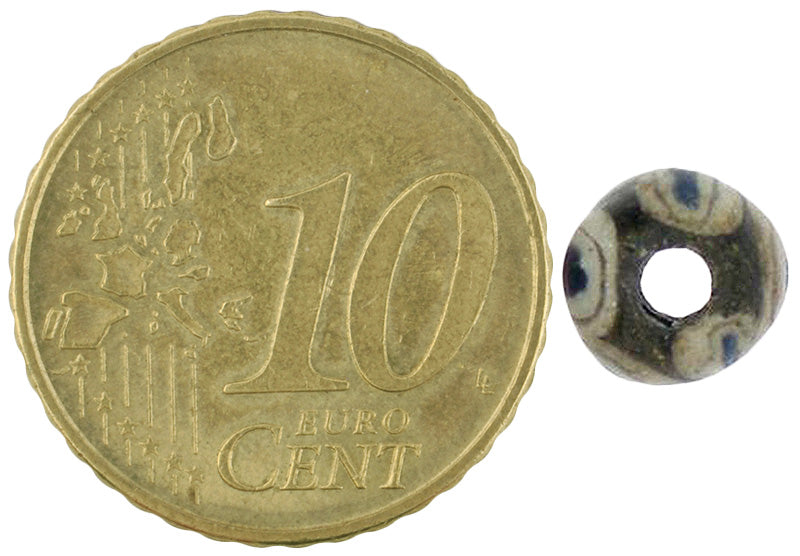 Rare Antique Fustat Mosaic Glass Bead - 1200 Ad, Small Size - zoomed-in detail