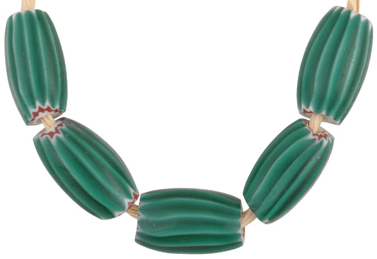 Large Green 4-Layer Venetian Chevron Beads - Antique 15Mm Set - alternate view