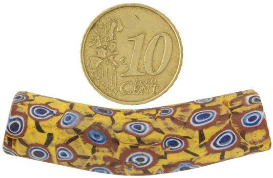 Antique Elbow Venetian Millefiori Mosaic Glass Trade Bead - 50X12Mm - alternate view