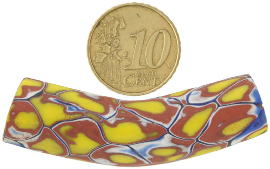 Antique Large Elbow Millefiori Mosaic Glass Trade Bead, Venetian - alternate view