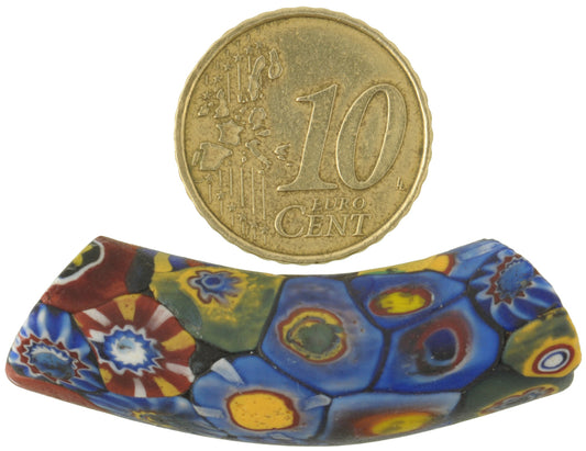 Rare Antique Large Elbow Multimurrine Millefiori Venetian Glass Trade Bead - alternate view