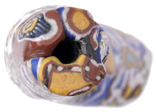 Rare Antique Elbow Multimurrine Millefiori Venetian Mosaic African Trade Bead - alternate view