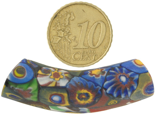 Rare Antique Large Venetian Elbow Multimurrine Millefiori African Trade Bead - alternate view