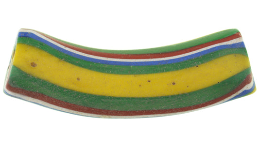 Rare Antique Venetian Elbow Millefiori Bead With Cane & Trail Design, 42X11Mm - alternate view