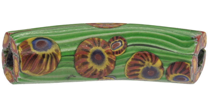 Antique Elbow Millefiori Venetian Glass Trade Bead - Rare Mosaic Bead - detailed product shot