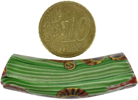 Antique Elbow Millefiori Venetian Glass Trade Bead - Rare Mosaic Bead - partial view