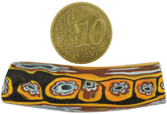 Rare Large Antique Elbow Millefiori Venetian Mosaic Glass Trade Bead - alternate view