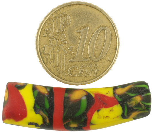 Rare Antique Elbow Venetian Millefiori Mosaic Glass Trade Bead - 34X9Mm - alternate view