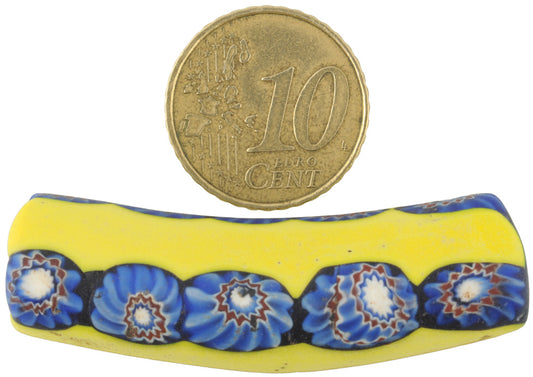 Antique Large Elbow Millefiori Venetian Mosaic Glass Trade Bead - Rare Find - alternate view