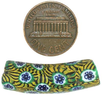 Rare Antique Elbow Venetian Millefiori Mosaic Trade Bead - African Trade Bead - alternate view