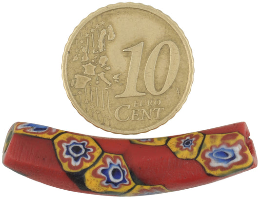 Antique Elbow Venetian Millefiori African Trade Bead - Rare Mosaic Glass - alternate view