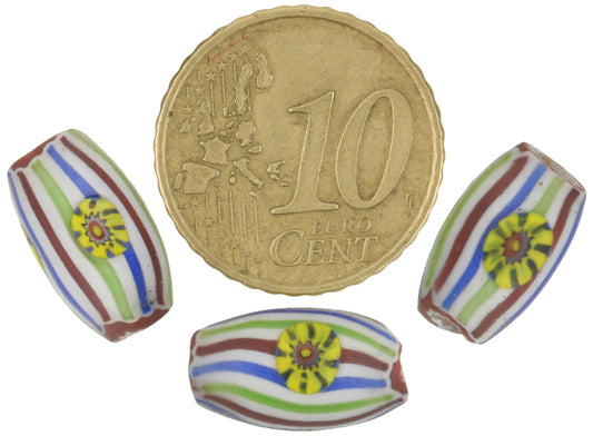 Rare 4-Layer Venetian Chevron Beads With Inserted Murrine 13Mm - alternate view