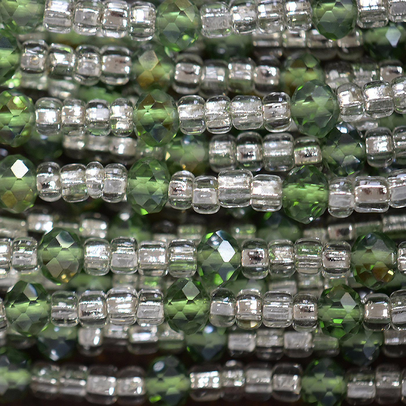 Green & Clear African Waist Beads – Handmade Body Jewelry - Close up
