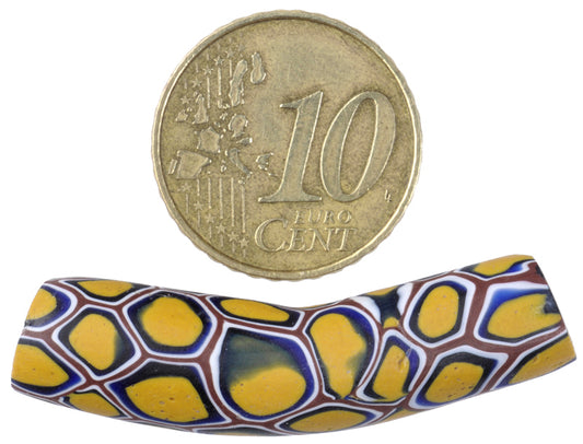 Antique Venetian Millefiori Mosaic Glass Elbow Trade Bead - 40X9Mm - alternate view