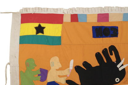 Authentische ghanaische Asafo-Flagge – ein Symbol für reiche Tradition und fantasievolle afrikanische Kunst