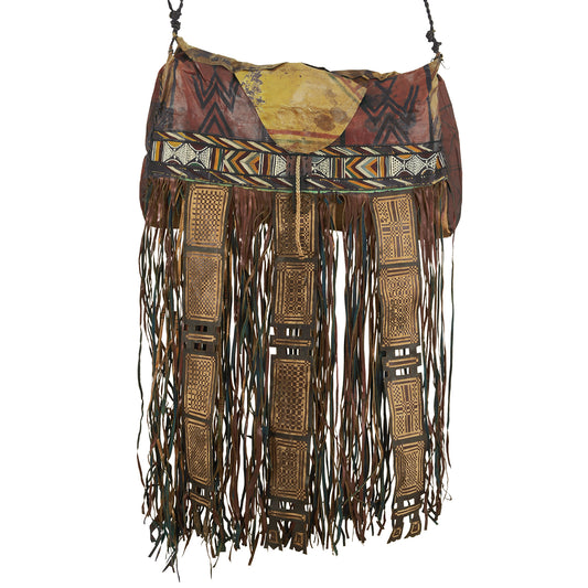 Vintage Tuareg handgefertigte Ledertasche mit geometrischen Designs Niger