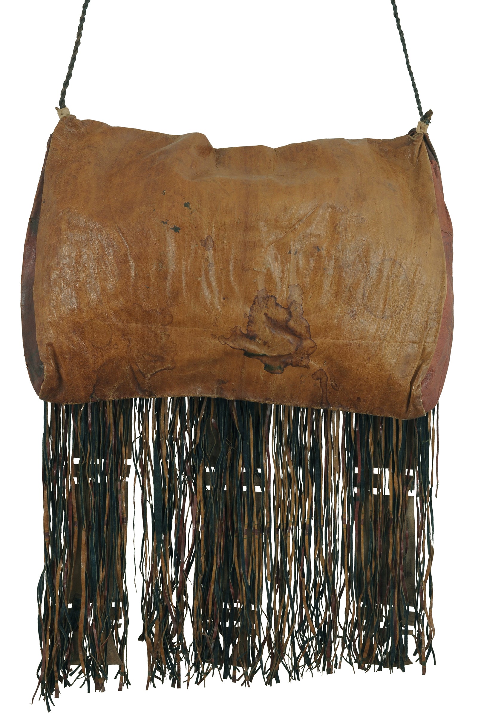 African Art Tuareg Leather Camel Bag From Niger Sahara Bedouin - zoomed-in detail