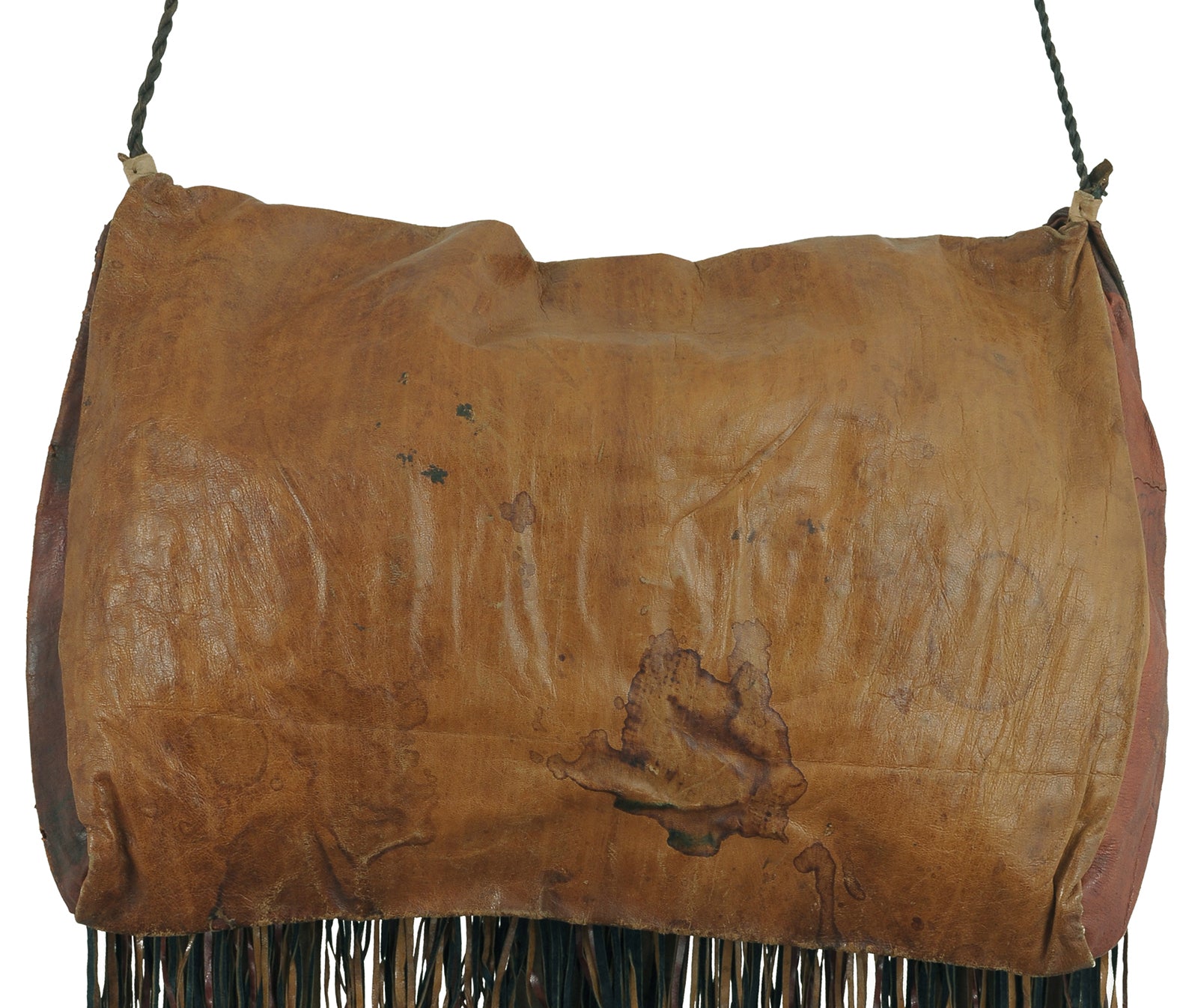 African Art Tuareg Leather Camel Bag From Niger Sahara Bedouin - angled shot
