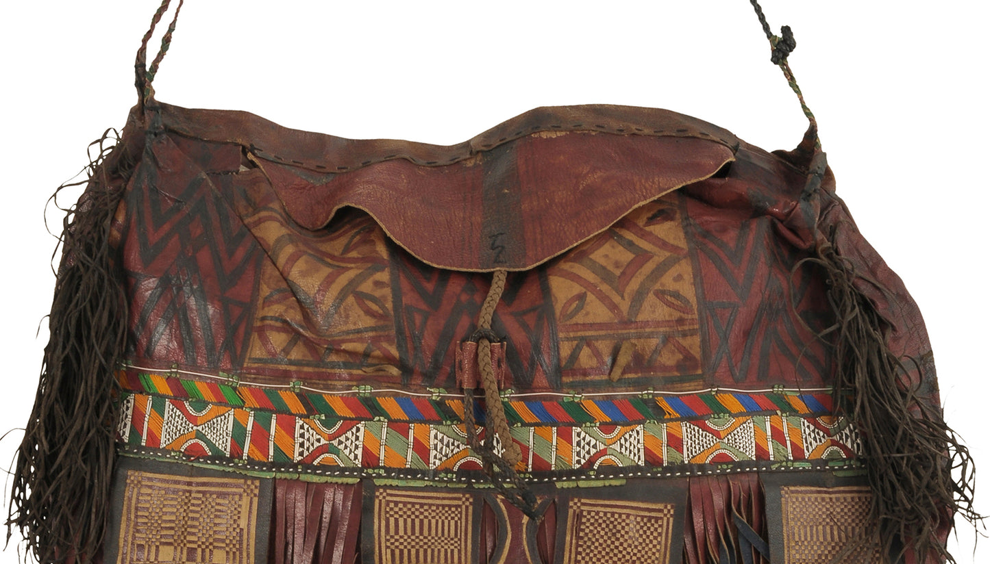Bolso de piel de camello tuareg, peul de Níger, fula, desierto del Sahara africano - vista alternativa