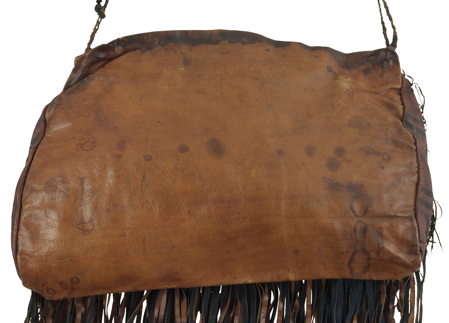 Bolso de piel de camello tuareg, peul fula de Níger, desierto del Sahara africano (foto en ángulo)