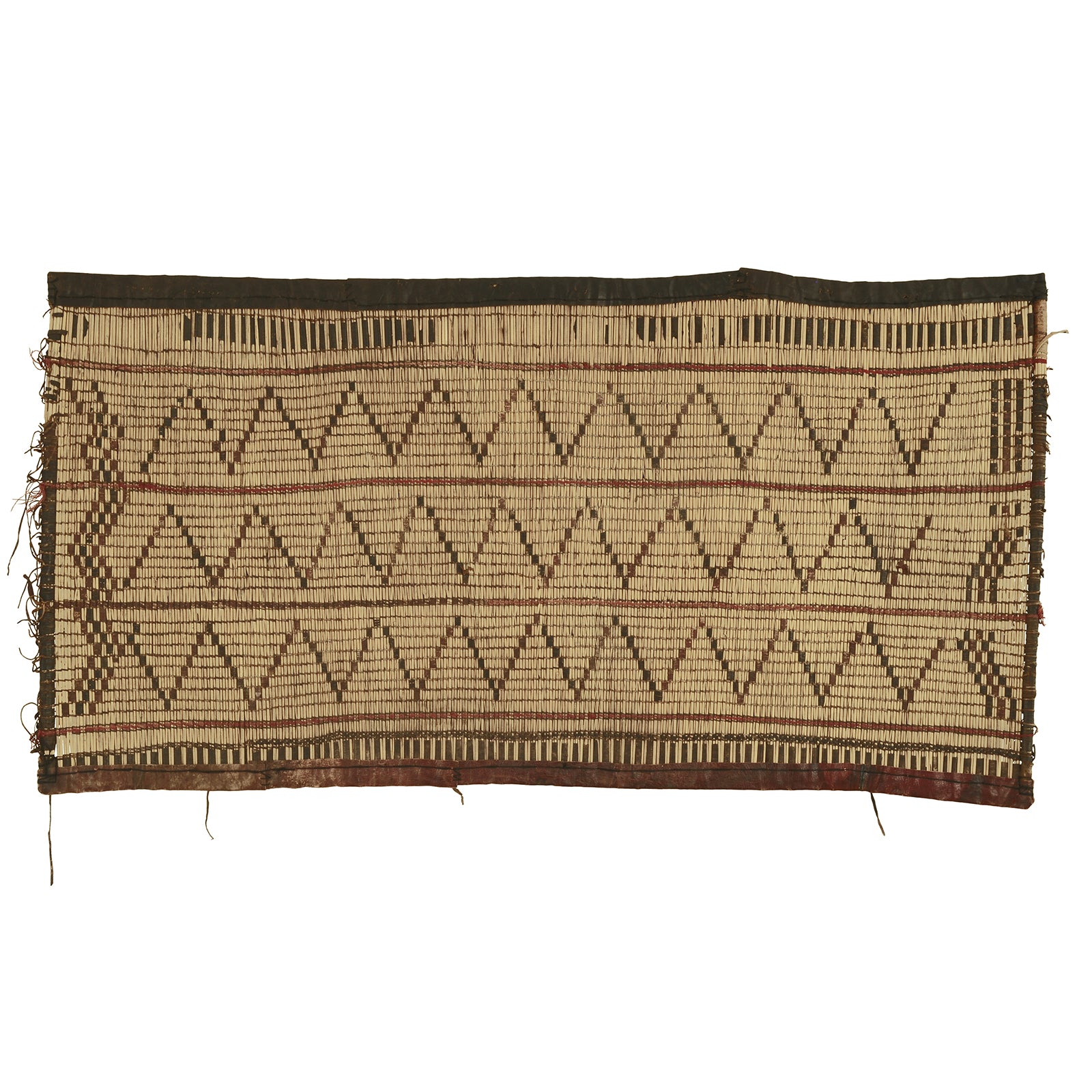 Traditional Tuareg Straw Mat With Leather Detailing - Authentic Art From Niger
